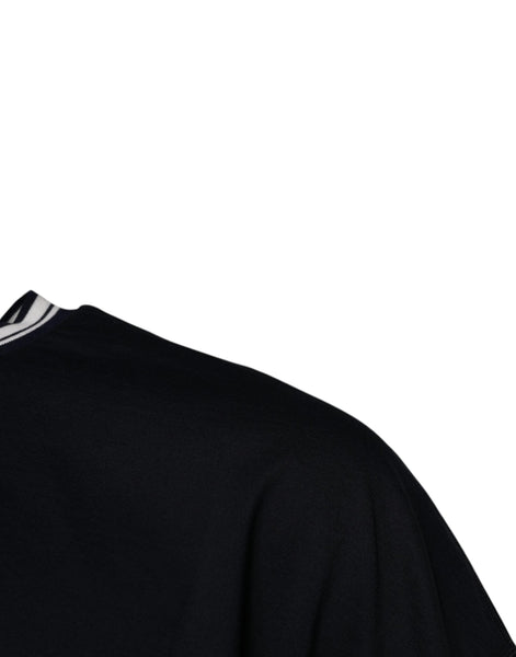 Dolce & Gabbana Dark Blue Logo Crown Cotton Crew Neck T-shirt Dolce & Gabbana