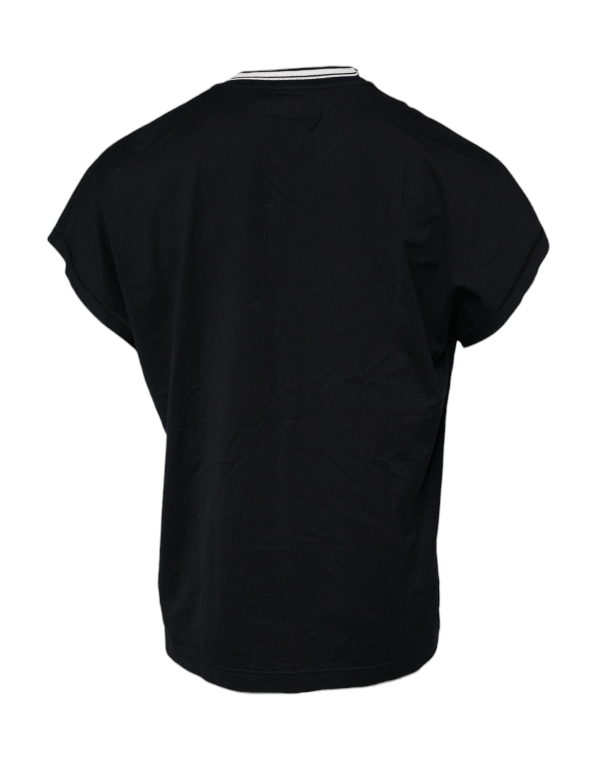 Dolce & Gabbana Dark Blue Logo Crown Cotton Crew Neck T-shirt Dolce & Gabbana