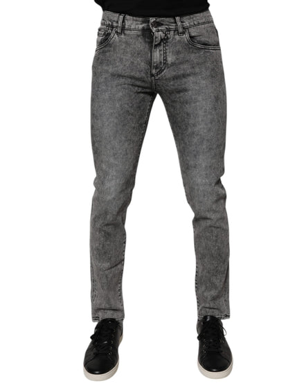 Dolce & Gabbana Dark Gray Washed Cotton Slim Fit Denim Jeans Dolce & Gabbana