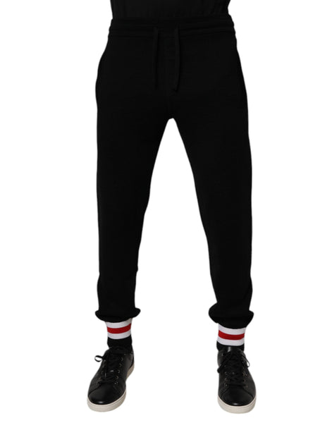 Dolce & Gabbana Black Wool Mid Waist Jogger Sweatpants Pants Dolce & Gabbana