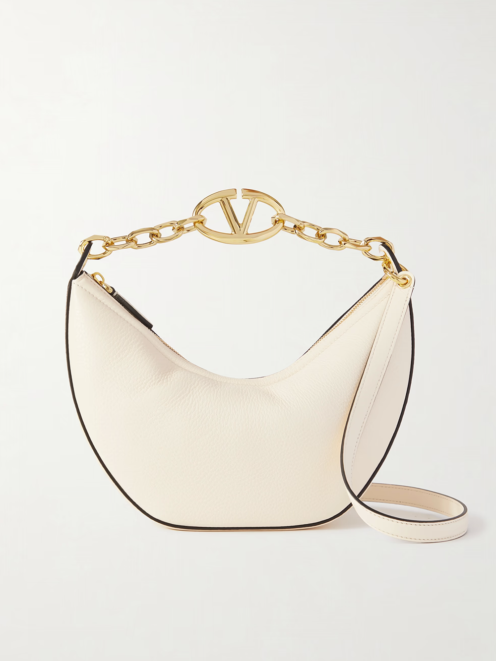 Valentino Garavani Ivory Leather Small Hobo Vlogo Shoulder Bag Valentino Garavani