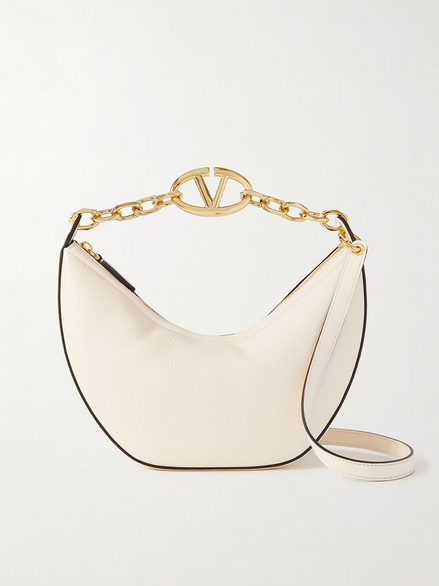 Valentino Garavani Ivory Leather Small Hobo Vlogo Shoulder Bag Valentino Garavani