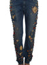 Dolce & Gabbana Crystal Roses Heart Embellished Jeans Dolce & Gabbana