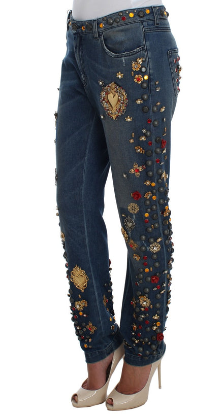 Dolce & Gabbana Crystal Roses Heart Embellished Jeans Dolce & Gabbana