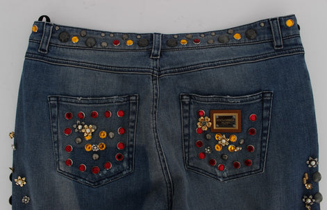 Dolce & Gabbana Crystal Roses Heart Embellished Jeans Dolce & Gabbana