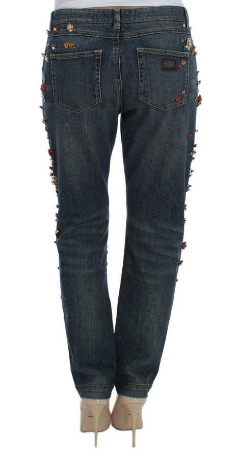 Dolce & Gabbana Crystal Roses Heart Embellished Jeans Dolce & Gabbana