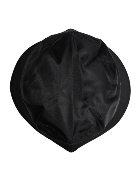 Dolce & Gabbana Black Cotton Wide Brim Bucket Hat Dolce & Gabbana