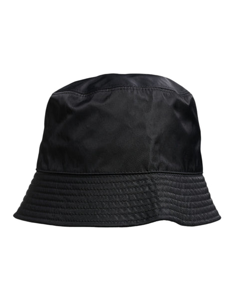 Dolce & Gabbana Black Cotton Wide Brim Bucket Hat Dolce & Gabbana