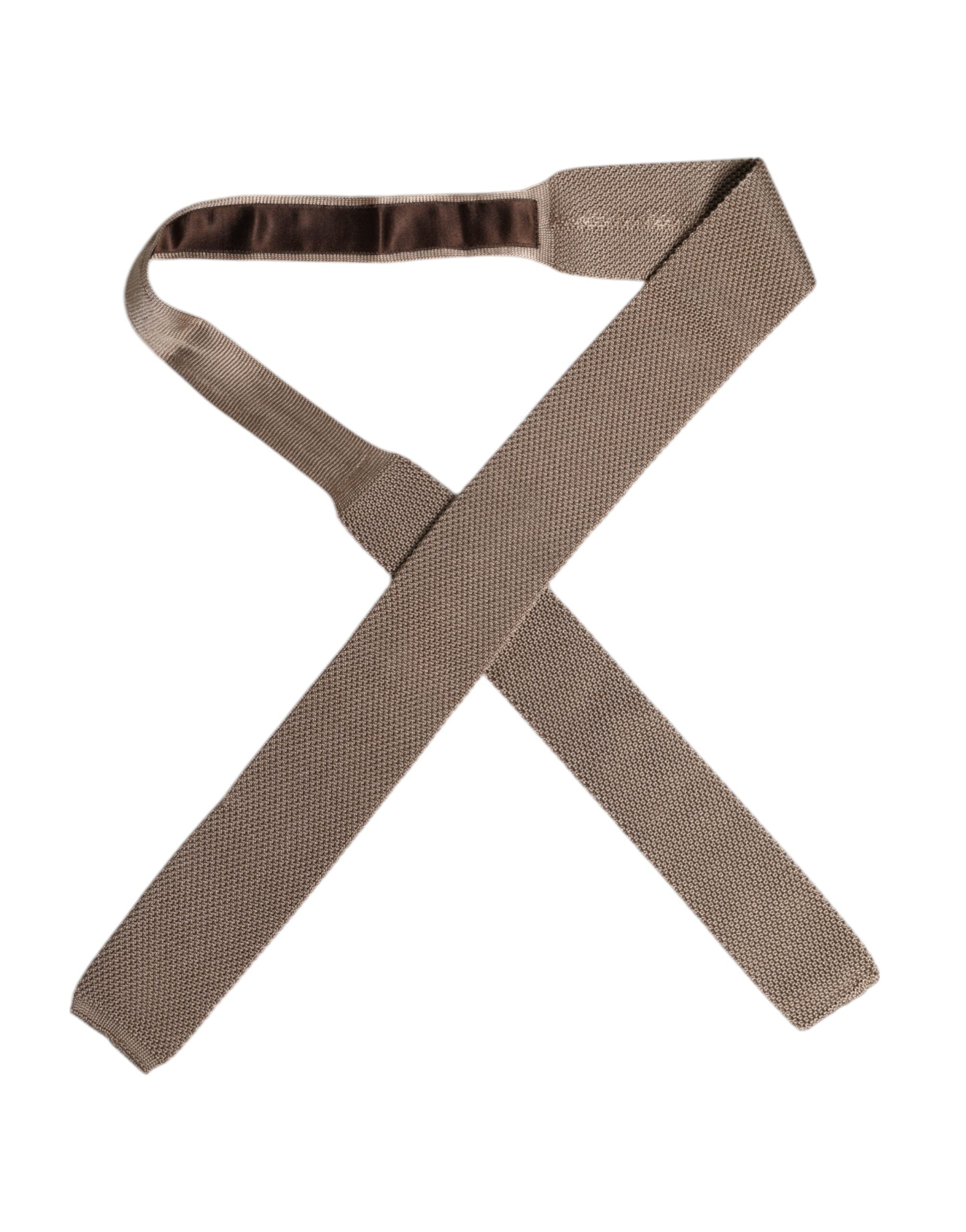 Dolce & Gabbana Brown Silk Adjustable Necktie Tie Dolce & Gabbana