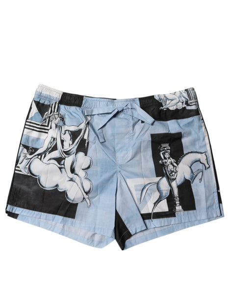Dolce & Gabbana Blue Statue Print Cotton Mens Shorts Dolce & Gabbana