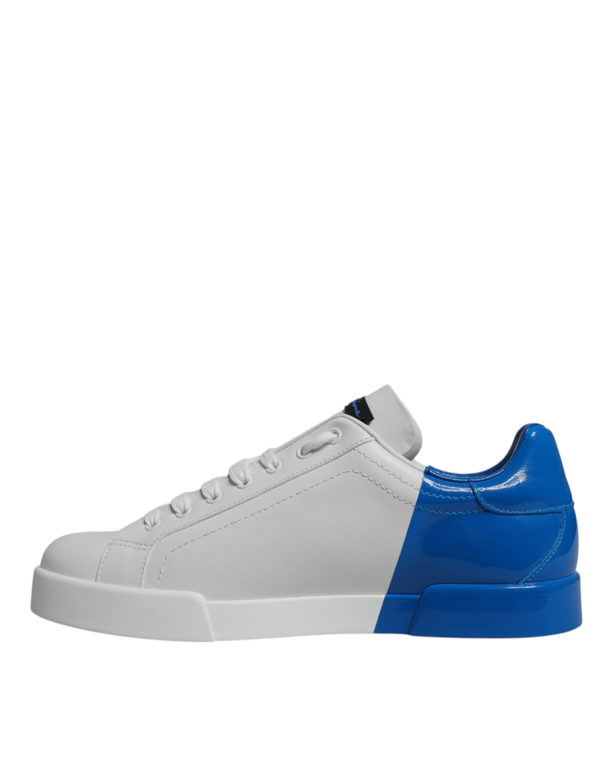 Dolce & Gabbana White Blue Leather Logo Low Top Sneakers Shoes Dolce & Gabbana