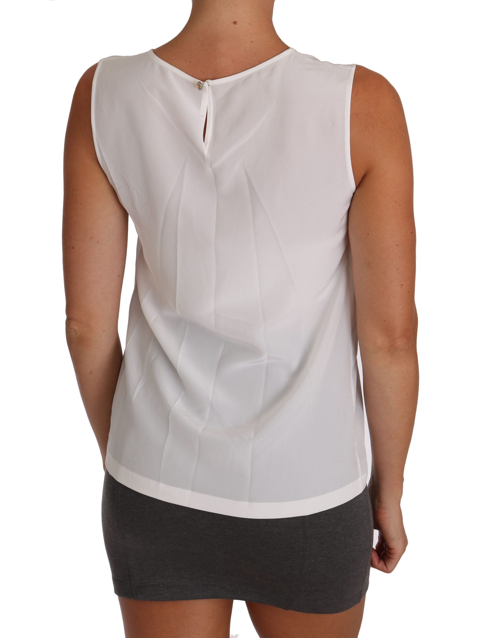 Dolce & Gabbana White Silk A-line Sleeveless Blouse T-Shirt Top Dolce & Gabbana