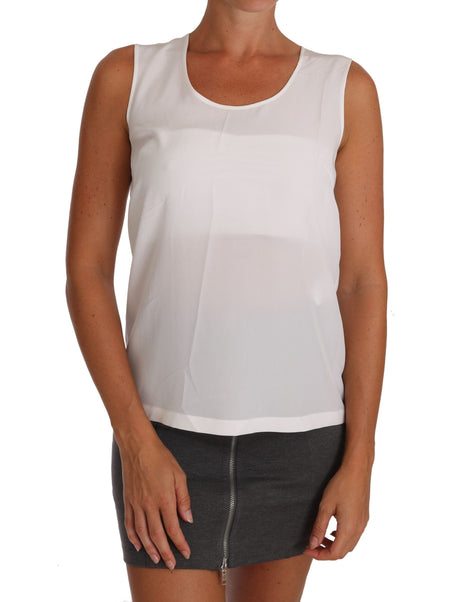 Dolce & Gabbana White Silk A-line Sleeveless Blouse T-Shirt Top Dolce & Gabbana