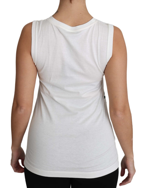 Dolce & Gabbana White Cotton #dgfamily Sleeveless Shirt Tank Top Dolce & Gabbana