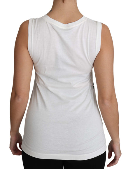Dolce & Gabbana White Cotton #dgfamily Sleeveless Shirt Tank Top Dolce & Gabbana