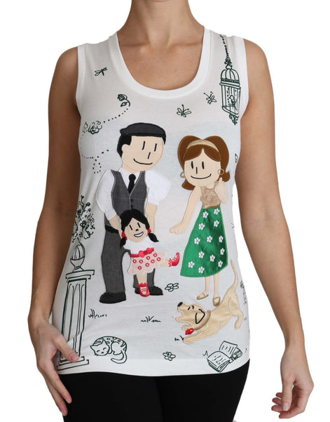 Dolce & Gabbana White Cotton #dgfamily Sleeveless Shirt Tank Top Dolce & Gabbana