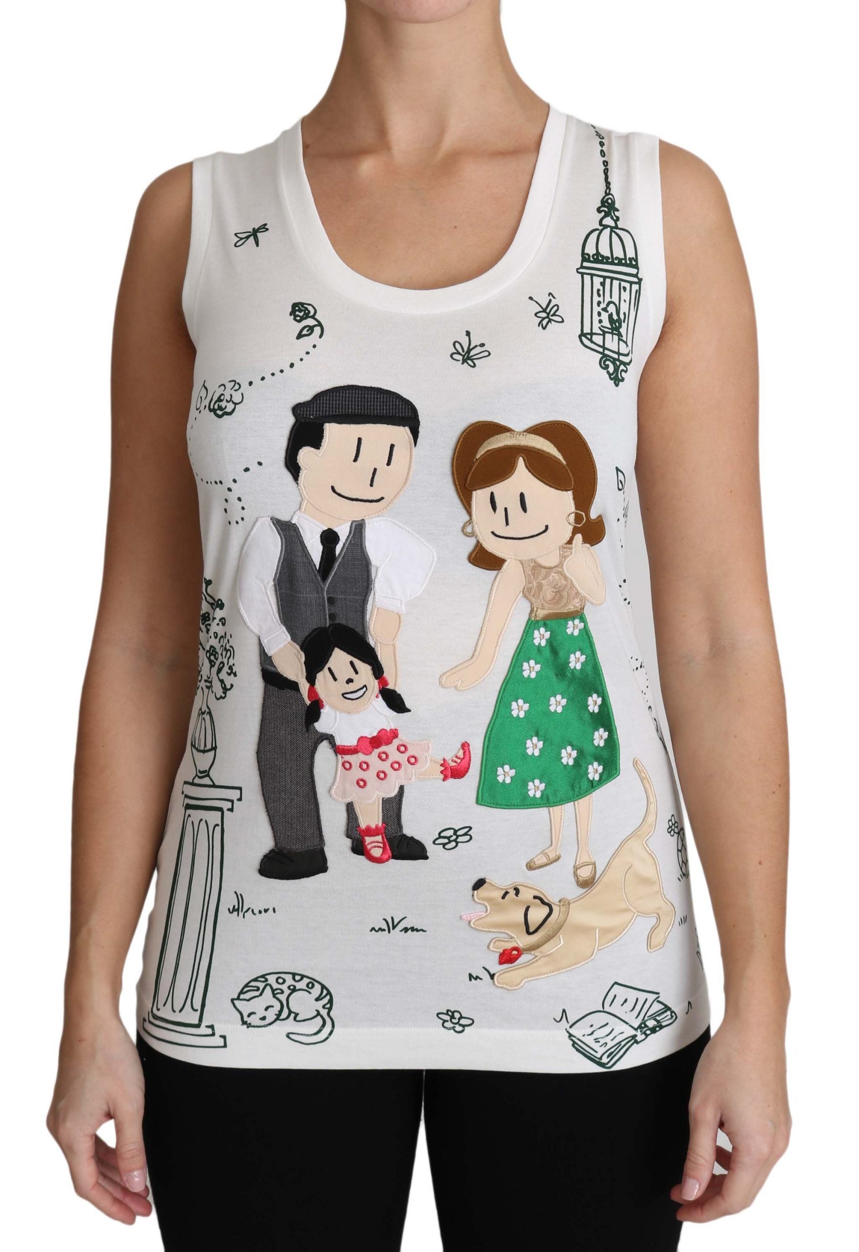 Dolce & Gabbana White Cotton #dgfamily Sleeveless Shirt Tank Top Dolce & Gabbana