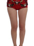 Dolce & Gabbana Red Silk Crystal Roses Shorts Dolce & Gabbana