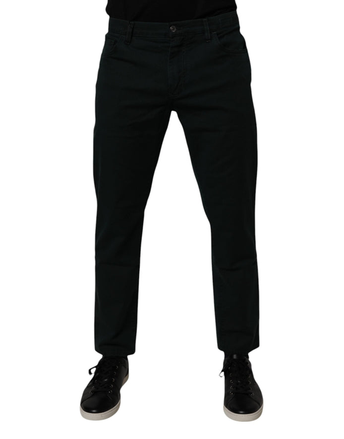 Dolce & Gabbana Dark Green Cotton Loose Men Denim Jeans Dolce & Gabbana