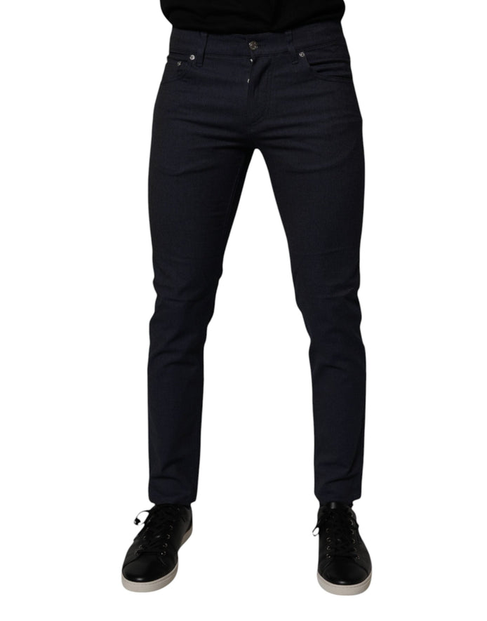 Dolce & Gabbana Dark Blue Cotton Stretch Skinny Denim Jeans Dolce & Gabbana
