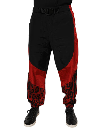 Dolce & Gabbana Black Red Leopard Jogger Sweatpants Pants Dolce & Gabbana