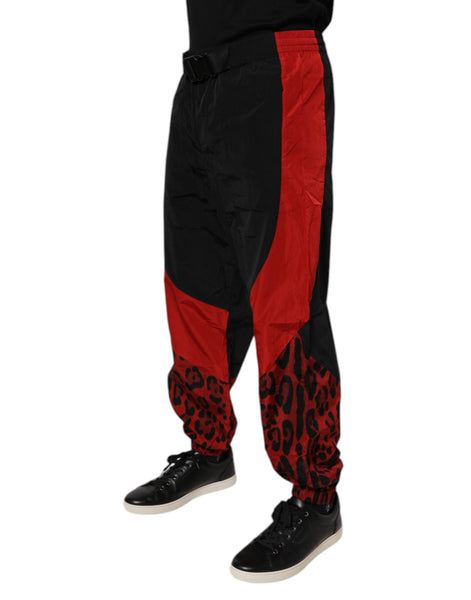 Dolce & Gabbana Black Red Leopard Jogger Sweatpants Pants Dolce & Gabbana