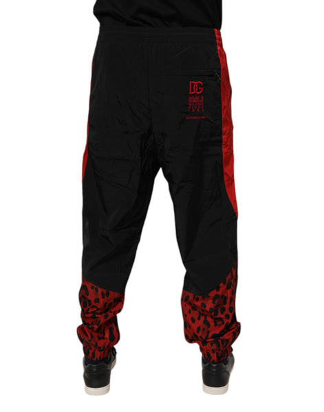 Dolce & Gabbana Black Red Leopard Jogger Sweatpants Pants Dolce & Gabbana