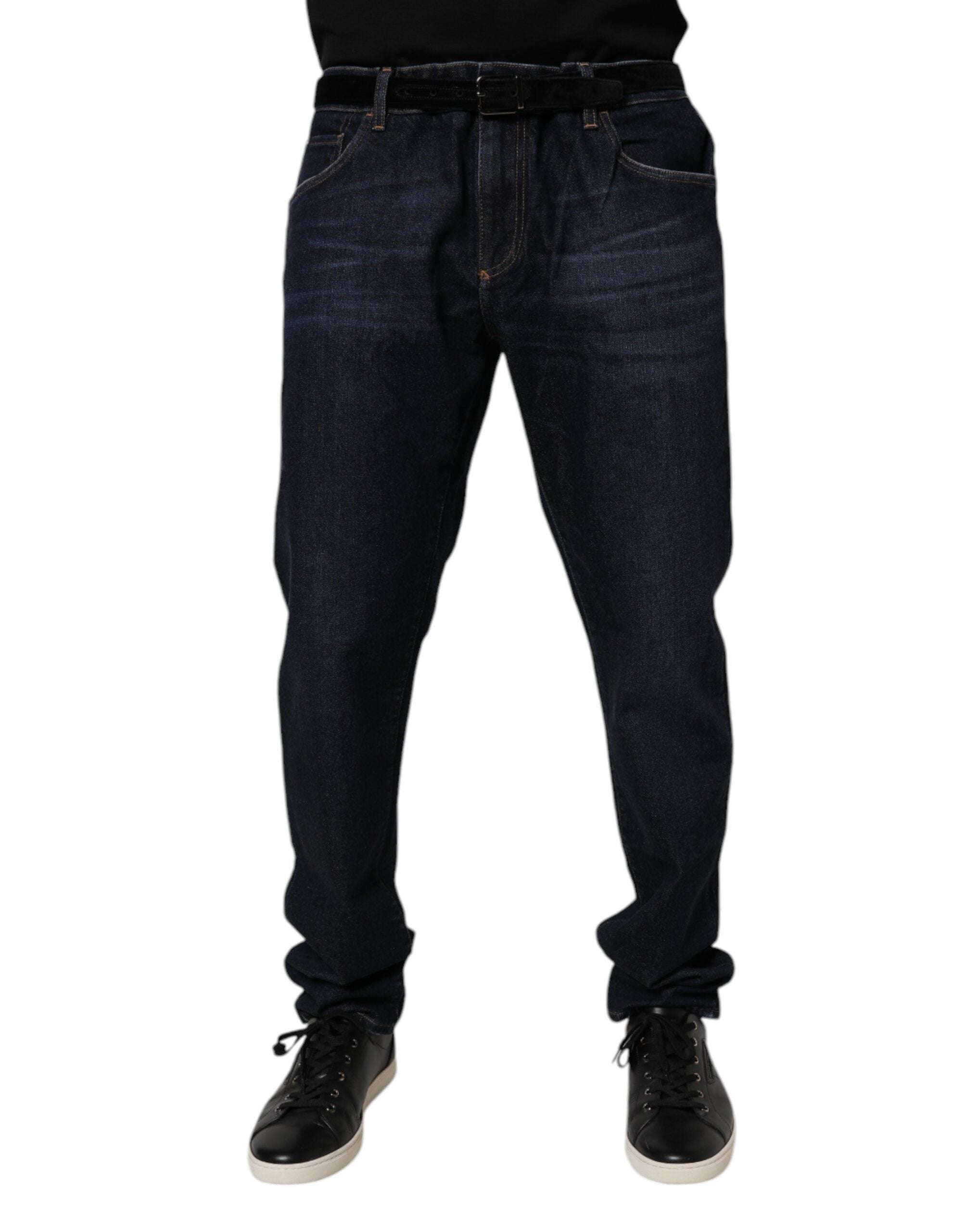 Dolce & Gabbana Dark Blue Cotton Stretch Skinny Denim Jeans Dolce & Gabbana