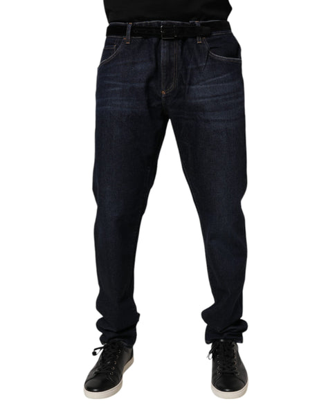 Dolce & Gabbana Dark Blue Cotton Stretch Skinny Denim Jeans Dolce & Gabbana