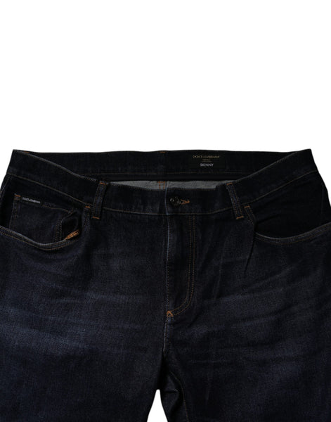 Dolce & Gabbana Dark Blue Cotton Stretch Skinny Denim Jeans Dolce & Gabbana