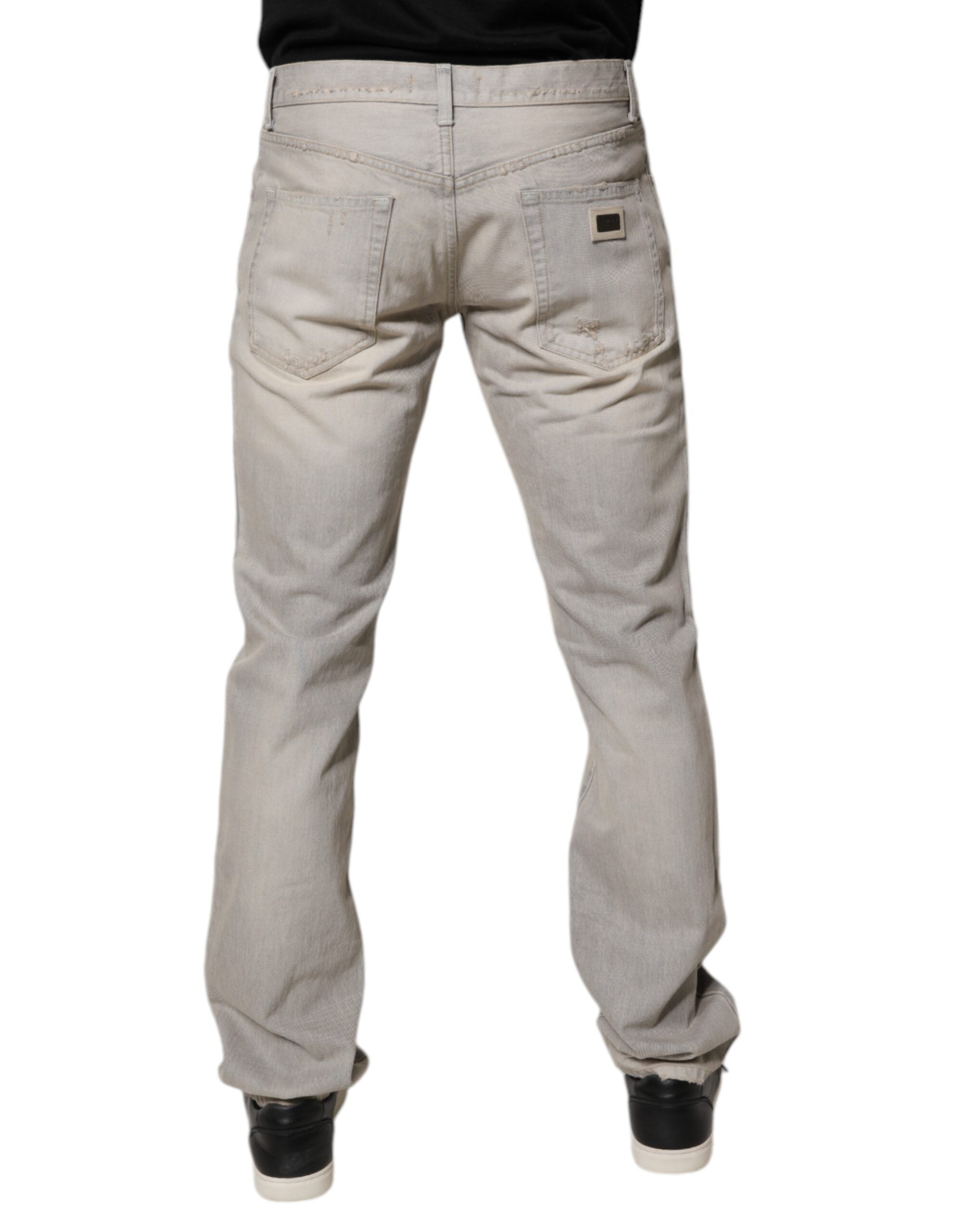 Dolce & Gabbana Light Gray Cotton Skinny Denim Jeans Dolce & Gabbana