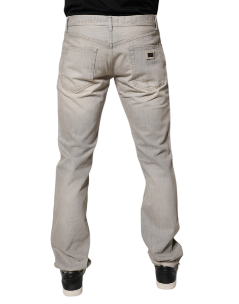 Dolce & Gabbana Light Gray Cotton Skinny Denim Jeans Dolce & Gabbana