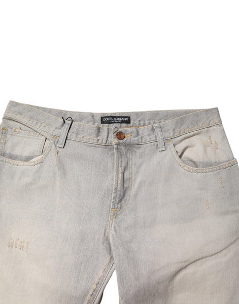 Dolce & Gabbana Light Gray Cotton Skinny Denim Jeans Dolce & Gabbana
