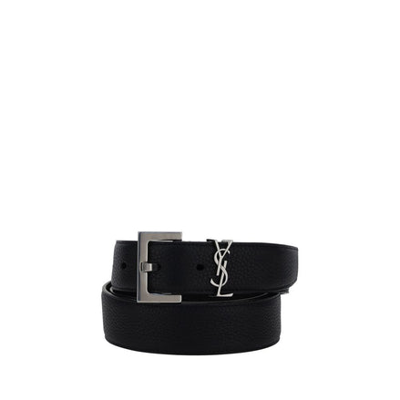 Ceinture Saint Laurent Bos Taurus Regular en cuir de veau noir