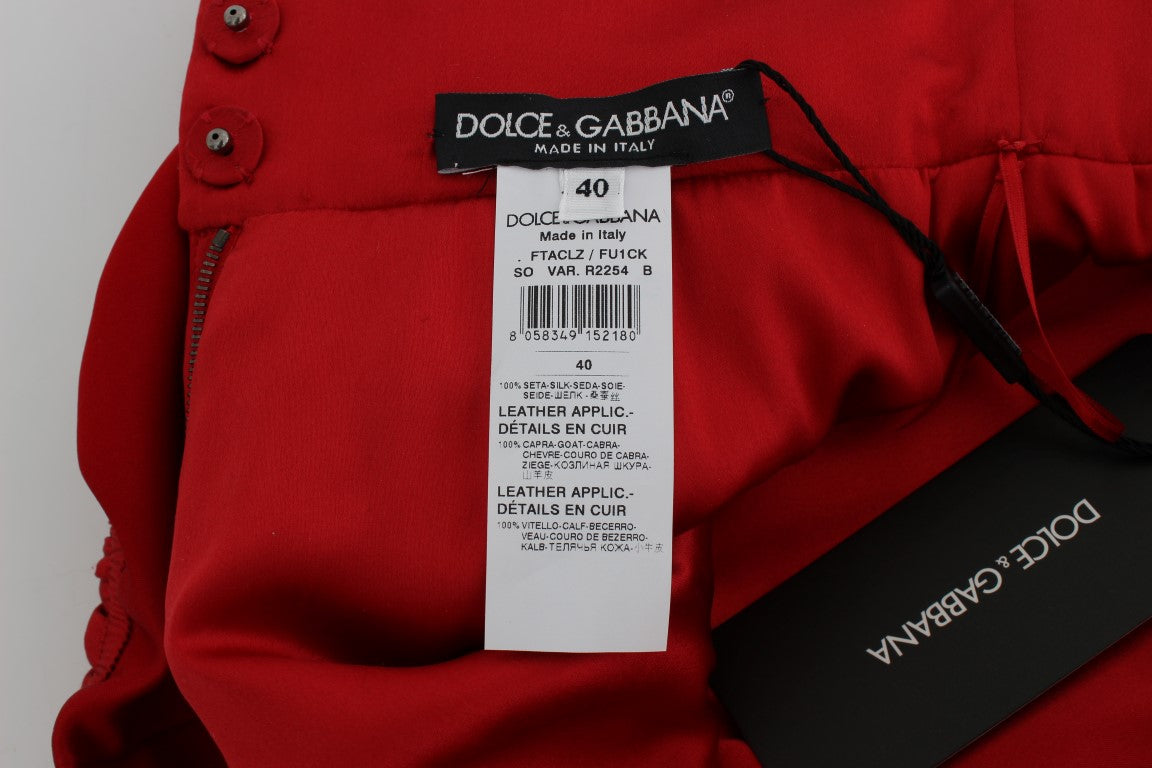 Dolce & Gabbana Red Silk Roses Sicily Shorts Dolce & Gabbana