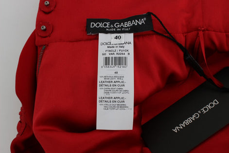 Dolce & Gabbana Red Silk Roses Sicily Shorts Dolce & Gabbana