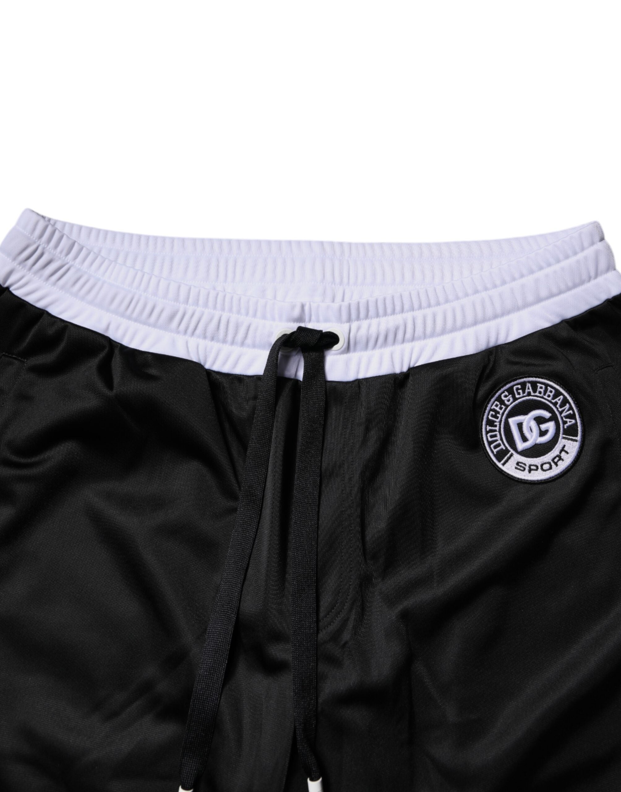 Dolce & Gabbana Black White Men Bermuda Sweatshorts Shorts Dolce & Gabbana