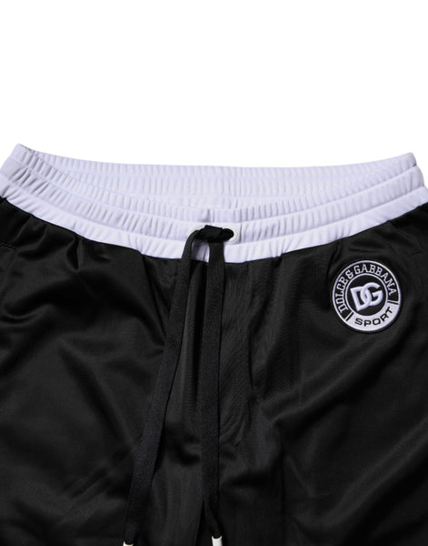 Dolce & Gabbana Black White Men Bermuda Sweatshorts Shorts Dolce & Gabbana
