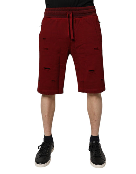 Dolce & Gabbana Maroon Rip Style Bermuda Sweatshorts Shorts Dolce & Gabbana