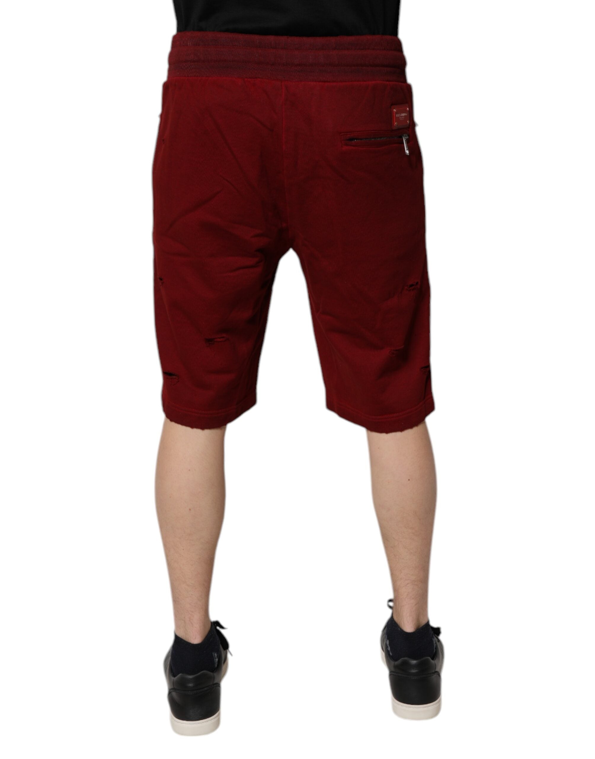 Dolce & Gabbana Maroon Rip Style Bermuda Sweatshorts Shorts Dolce & Gabbana