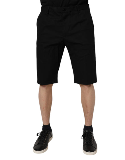 Dolce & Gabbana Black Cotton Stretch Mid Waist Bermuda Shorts Dolce & Gabbana