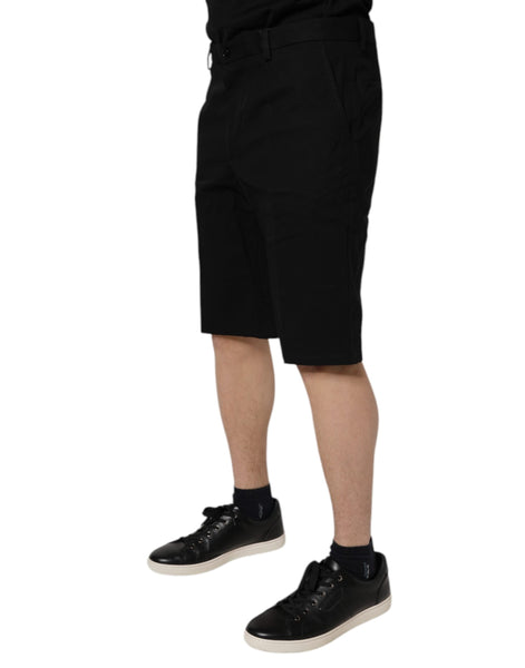 Dolce & Gabbana Black Cotton Stretch Mid Waist Bermuda Shorts Dolce & Gabbana