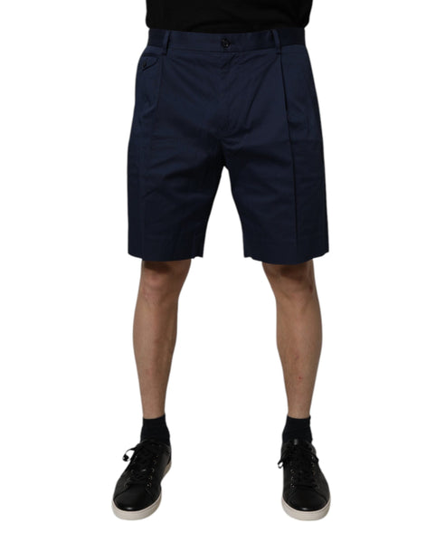 Dolce & Gabbana Dark Blue Cotton Mid Waist Men Bermuda Shorts Dolce & Gabbana