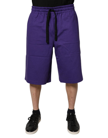 Dolce & Gabbana Purple Cotton Men Bermuda Sweatshorts Shorts Dolce & Gabbana