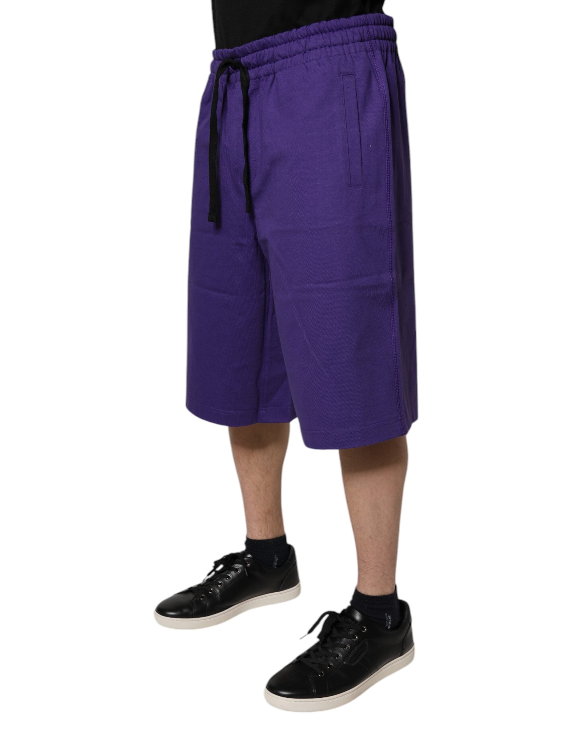 Dolce & Gabbana Purple Cotton Men Bermuda Sweatshorts Shorts Dolce & Gabbana
