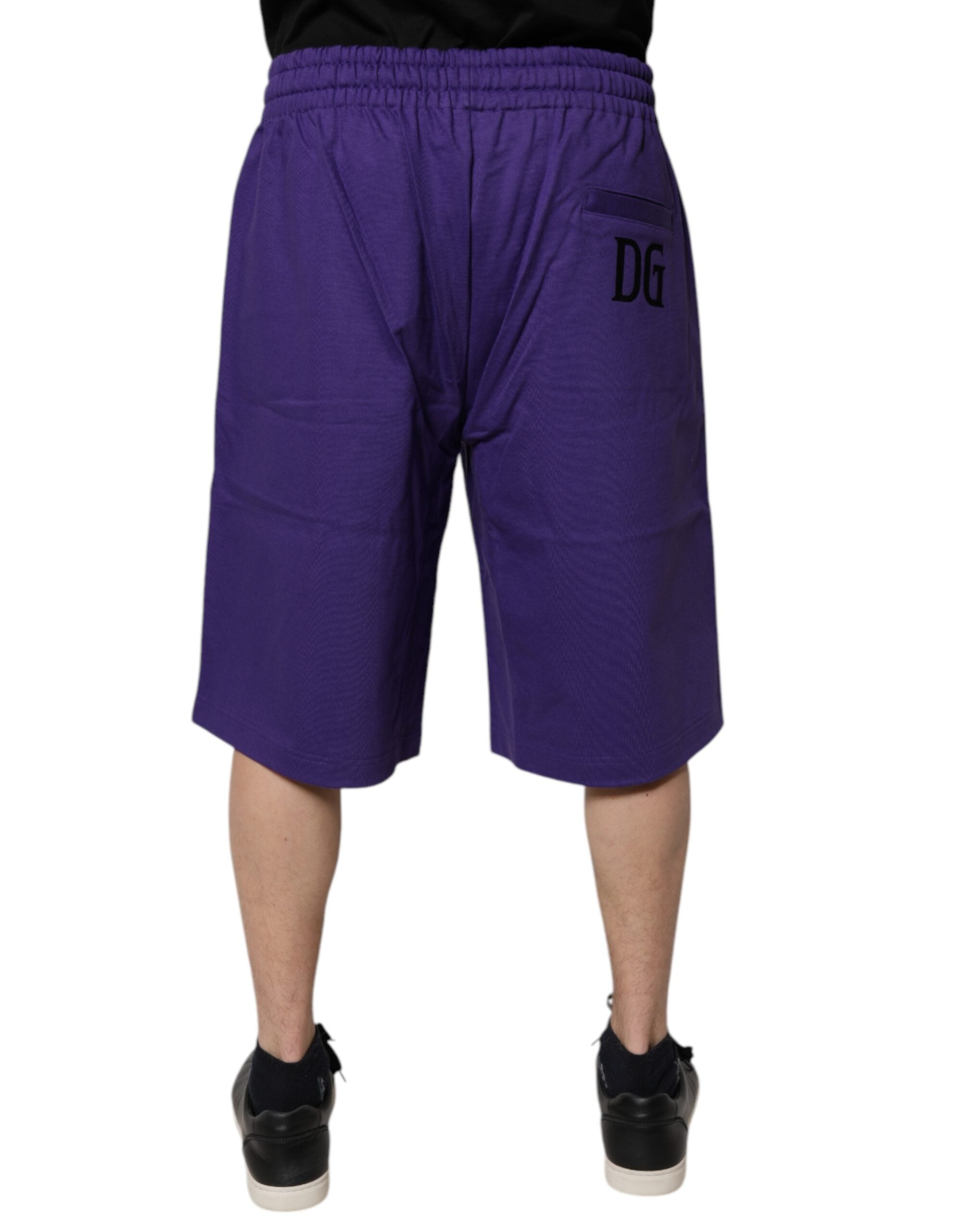 Dolce & Gabbana Purple Cotton Men Bermuda Sweatshorts Shorts Dolce & Gabbana