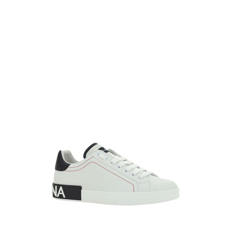 Dolce & Gabbana White Calf Leather Bos Taurus Low Top Sneakers Dolce & Gabbana