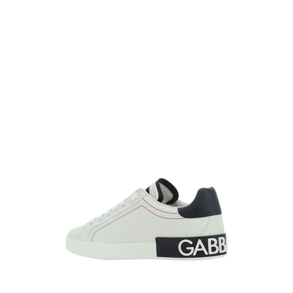 Dolce & Gabbana White Calf Leather Bos Taurus Low Top Sneakers Dolce & Gabbana