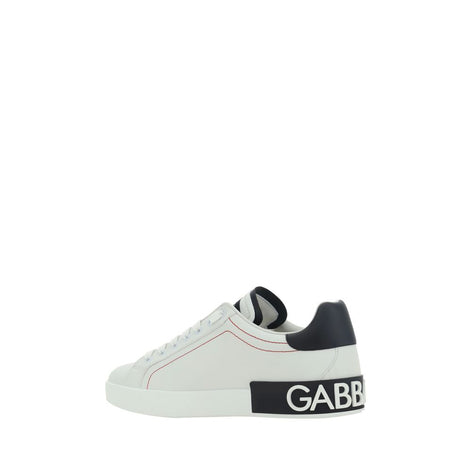 Dolce & Gabbana White Calf Leather Bos Taurus Low Top Sneakers Dolce & Gabbana