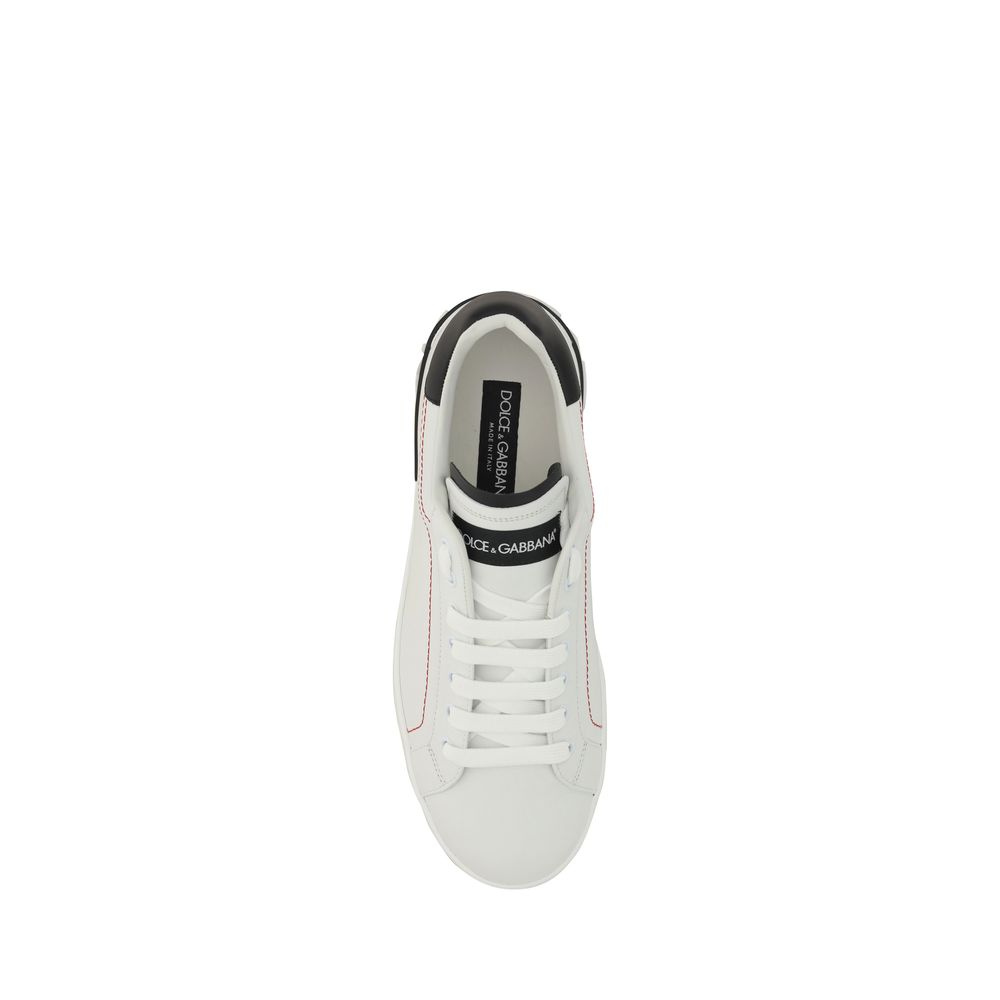 Dolce & Gabbana White Calf Leather Bos Taurus Low Top Sneakers Dolce & Gabbana